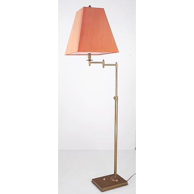 Vintage Brass Adjustable Standard Lamp with Shade