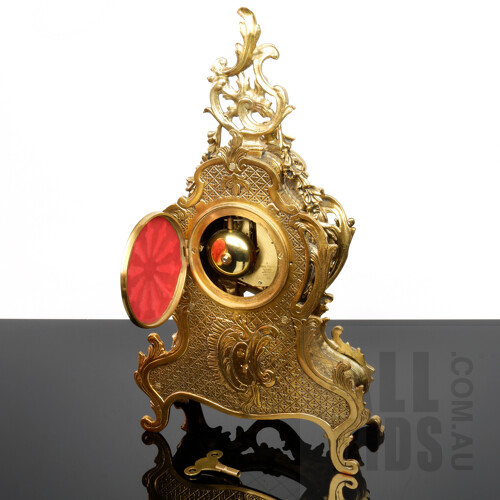 Vintage Decorative Gilt Metal K.Mozer, London Mantle Clock, with Franz Hermie German Movement
