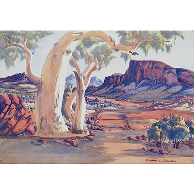 Athanasius Renkaraka (1944-1989), Central Australian Landscape, Watercolour, 38 x 55 cm