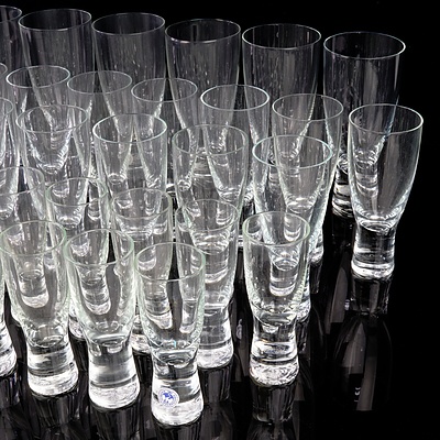 Thirty Four Peice Holmegaard Canada Crystal Glasses Designed by Per Lutkin Denmark, (34)