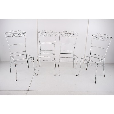 Four 1950s Wrought Iron Cafe Chairs