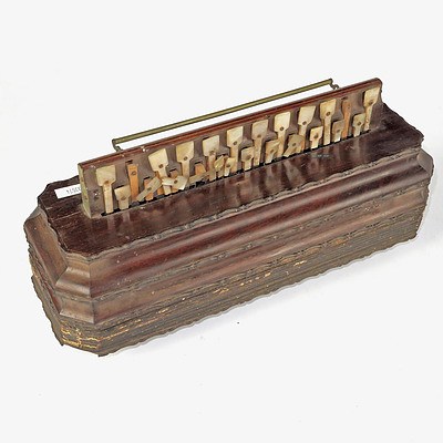 19th Century French Flutina Rosewood Accordion with Mother of Pearl Keys