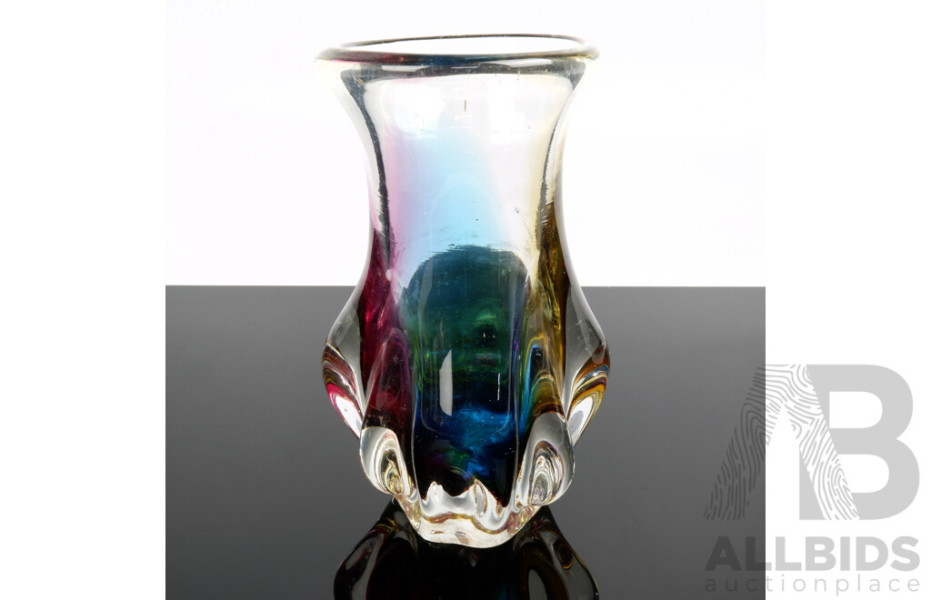 Heavy Vintage Murano Glass Vase Circa 1950s