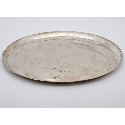 Hand Wrought Sterling Silver Round Tray, Weight 300gm