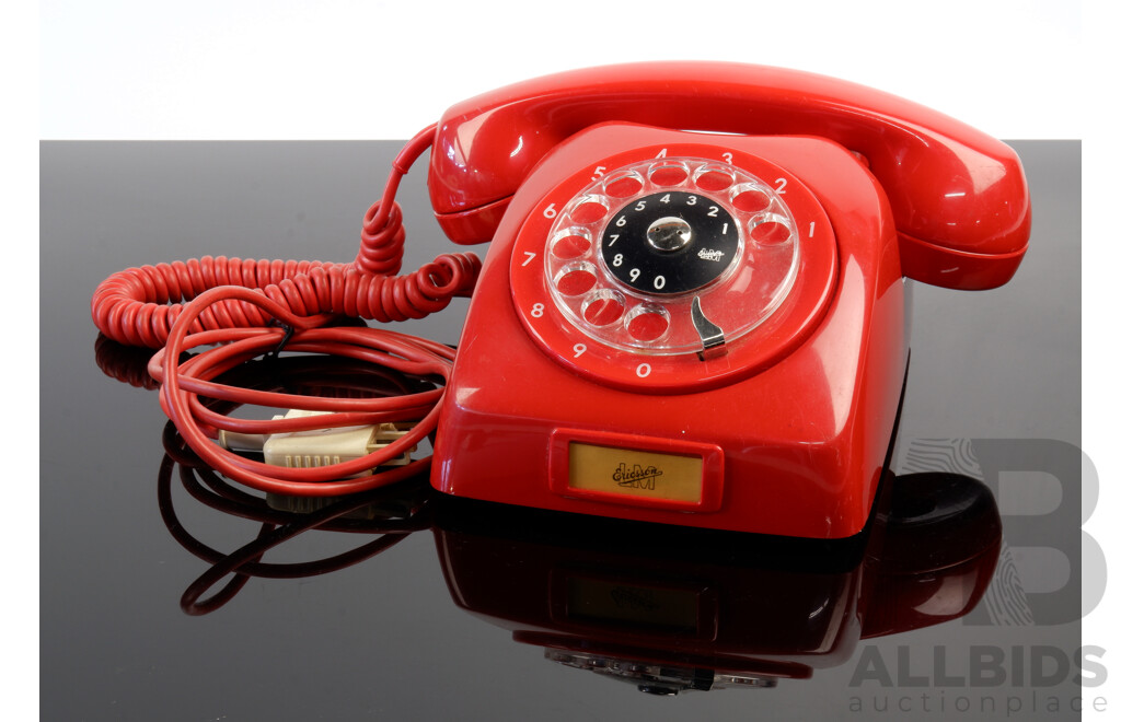 Fabulous Red Ericsson LM F68 Rotary Dial Telephone, Model Introduced 1968