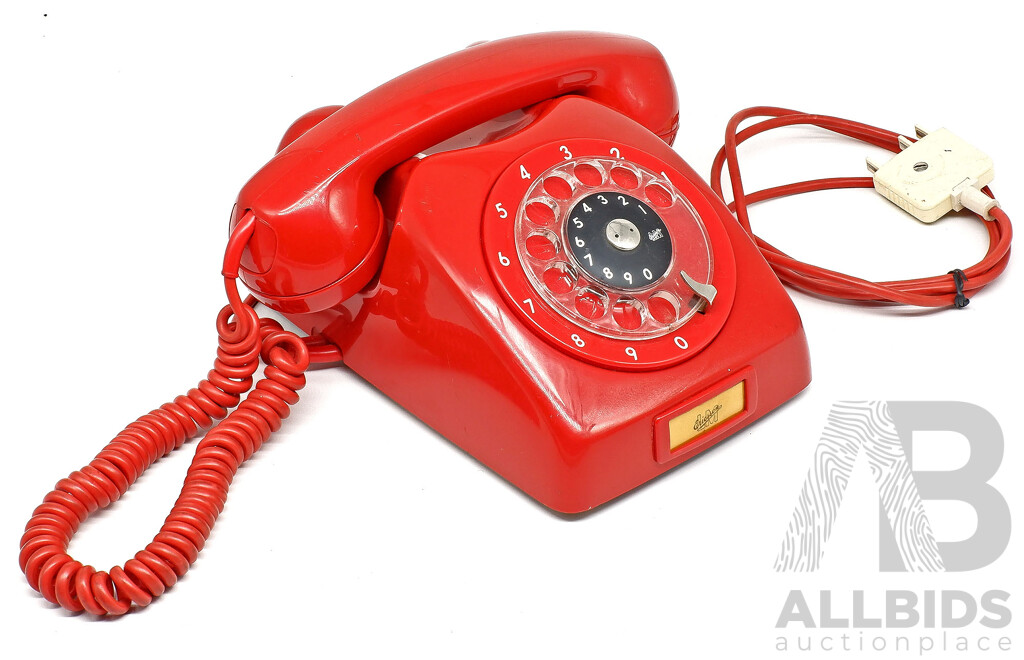 Fabulous Red Ericsson LM F68 Rotary Dial Telephone, Model Introduced 1968