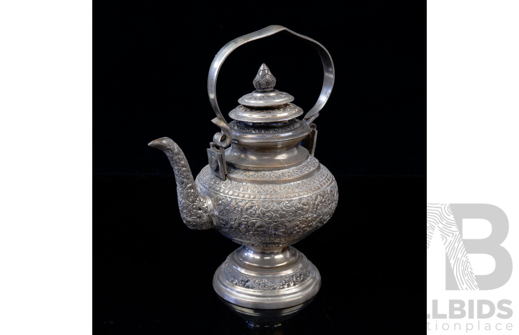 Nice Vintage Middle Eastern Nickle Silver Coffee Pot