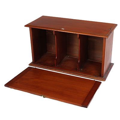 Antique Australian Cedar Desktop Stationery Cabinet with Drop Front and Divided Interior