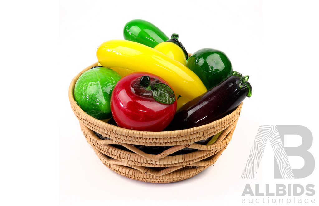 Collection Retro Murano Style Glass Fruit in Basket