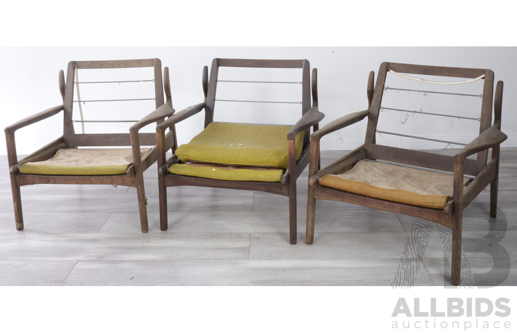 Three Fler Narvick Armchairs for Restoration