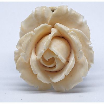 Vintage Hand Carved Rose Form Ivory Pendant