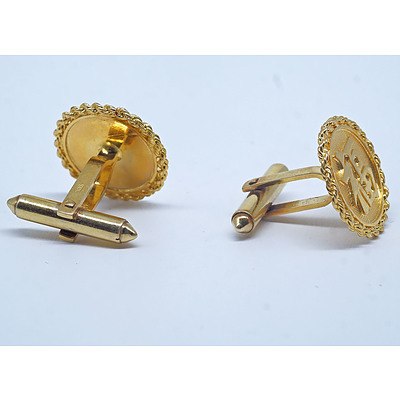Vintage 14ct Yellow Gold Chinese Cufflinks with Long Life Character