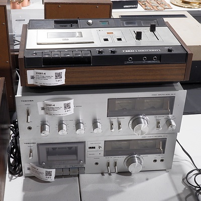 Three Vintage Cassette Decks and Amplifiers Including: Akai and Toshiba