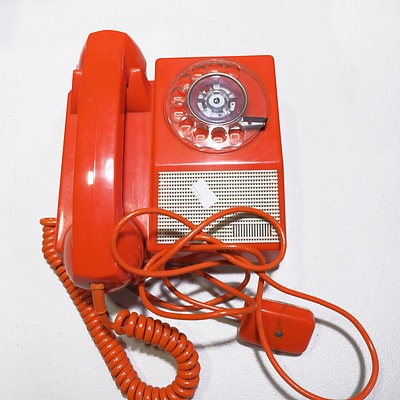 Retro Orange and White Japanese Dial Telephone