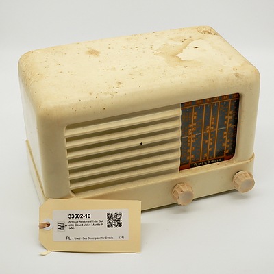 Antique Aristone White Bakelite Cased Valve Mantle Radio