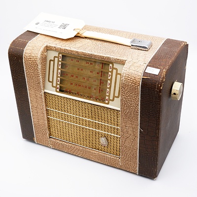 Antique Chieftan Portable Electric Valve Radio with Faux Snakeskin Case