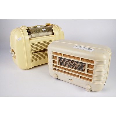 Two Antique White and Cream Bakelite Cased Radios (2)