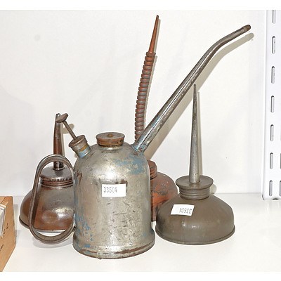 Four Vintage Oil Cans, Including Pump Action