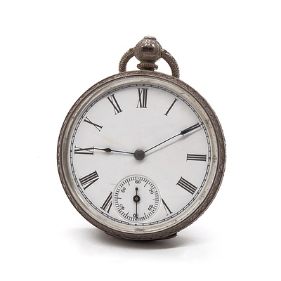 Victorian Waltham Sterling Silver Open Face Pocket Watch, Circa 1887
