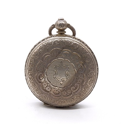 Victorian Waltham Sterling Silver Open Face Pocket Watch, Circa 1887