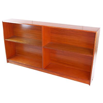 Retro Teak Veneer Bookshelf with Five Adjustable Shelves