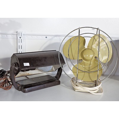 Antique Baroness Bakelite Bed Side Lamp and Vintage Electric Desk Fan