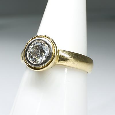 18ct Yellow Gold Diamond Solitaire Ring 1.08ct (G SI2), 8.16g