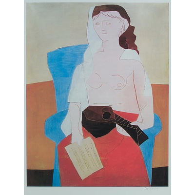 After PICASSO Pablo (Spanish 1881-1973) 'Woman with Mandolin'