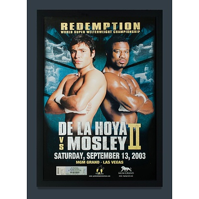 World Championship Boxing Poster and Ticket, Oscar De La Hoya vs. Shane Mosley II, 13th September 2003, MGM Grand, Las Vegas