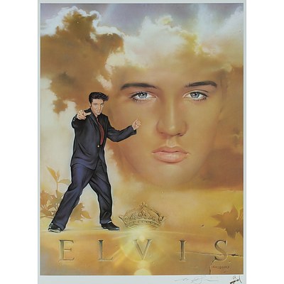 Mel Gibson Hand-Signed 'Braveheart' Photograph Together with 'Elvis the King' Lithograph by Nate Giorgio