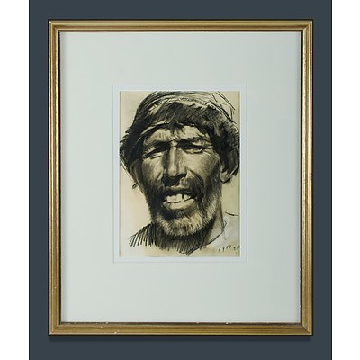 Two Artworks, Liu GENNADY 'Old Man II' 1987, Together with Jane STAPLEFORD 'Aboriginal' 1988