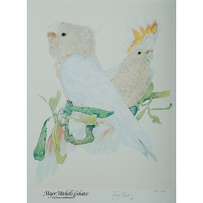 OLIVER, Tony (b.1940) Four Australian Bird Prints, 'Australian Barn Owl', 'Major Mitchell's Cockatoo', Laughing Kookaburra' and 'Rainbow Lorikeet'