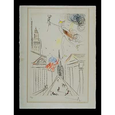 Bears signature DALI Salvador (Spanish 1904-1989) 'View of Wall Street' 1972
