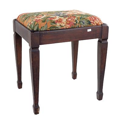 Antique Style Piano Stool with Upholstered Seat