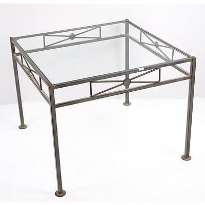 Contemporary Metal Framed Glass Topped Coffee Table