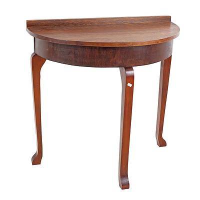 Vintage Demilune Hall Table with Cabriole Legs