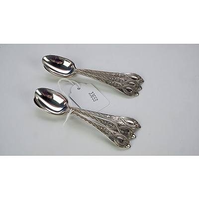 Six Victorian Sterling Silver Teaspoons, Walker and Hall, Sheffield, 1899, 80g