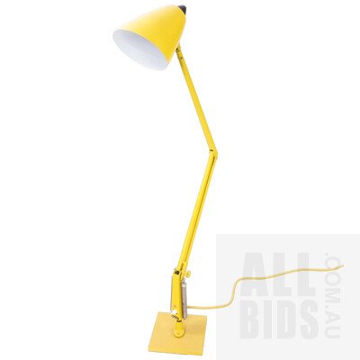 Vintage Yellow Planet Model K Adjustable Desk Lamp With Cast Iron Base