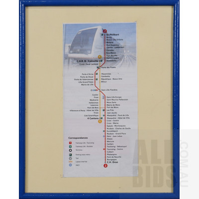 Quantity of 13 Framed Subway Railway Maps Including Brussels, Tehran and More