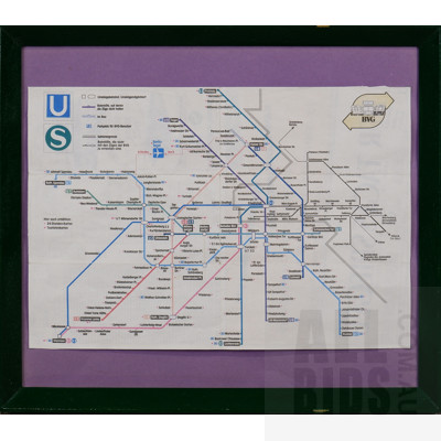 Quantity Nine Framed Subway Railway Maps Including Melbourne, Shanghai and More