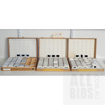 Three Wooden Cases with a Large Quantity of Vintage Slides
