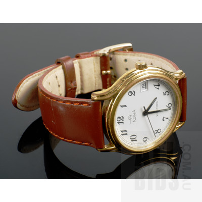 Gents Adina Day Date Wristwatch with Leather Band