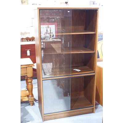 Retro Ex Government Bookshelf Cabinet with Glass Sliding Doors