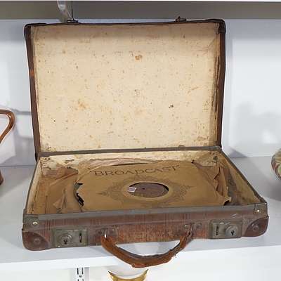 Vintage Case with a Group of Early 78RPM Records