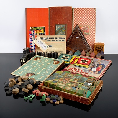 Group of Vintage Board and Card Games and Assorted Toys