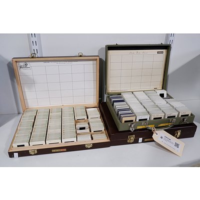 Three Vintage Cases with Assorted Chinese and Australian Slides