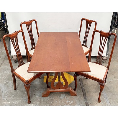 Antique Style Mahogany Dining Table with Four Matching Chairs