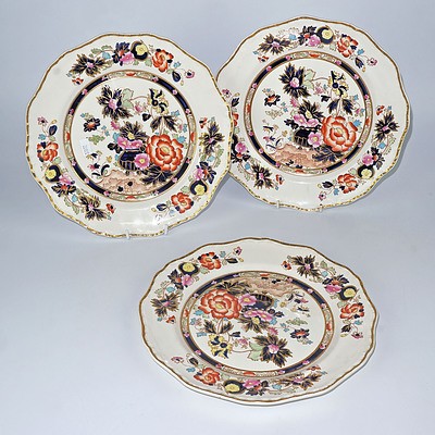 Three Antique Imari Pattern Dinner Plates