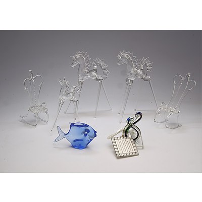 Group of Hand Blown Glass Figurines and a Small Art Glass Sculpture