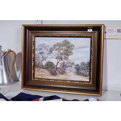 Framed Vintage Landscape Oil on Board - Signed Lower Left John Burrowes